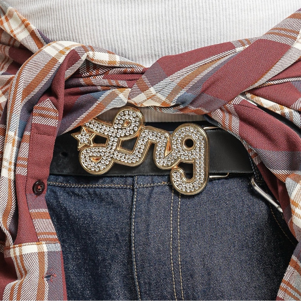 Limited! LRG “47 Carat” Swarovski Crystal belt buckle in gold finish
